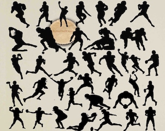 Football Player Silhouette Clip Art, Sports (svg, png, eps, dxf) (36 Files)
