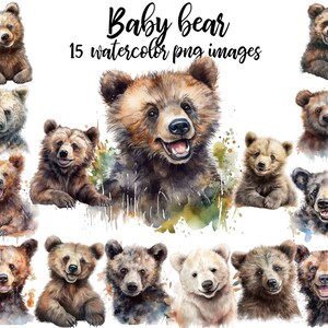 Baby bear clipart, Cub illustration, Watercolor baby bear, Baby bear image, Baby bear nursery, Baby bear poster Buy 2 Get 1 Free
