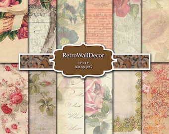 Floral Digital Paper, Flower Digital Paper, Floral Background, Romantic Paper, Shabby Chic Floral Pattern, Paper 12x12 Buy 2 Get 1 FREE