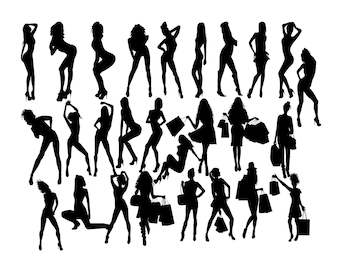 Woman Silhouette svg, Woman SVG, Women Clip Art, Sexy girl, Lady Silhouette, Fashion Girl, Girl Silhouette, woman shopping Buy 2 Get 1 FREE