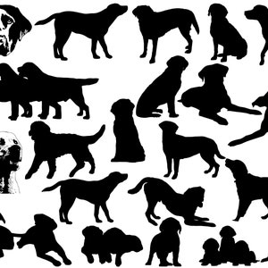 ラブラドール レトリバー、犬のシルエット、ラブラドール SVG、レトリバーのシルエット、ラブラドールのクリップ アート、犬の SVG カット ファイル 犬のクリカット 2 個購入で 1 個無料