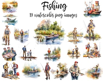 Fishing clipart, Fishing watercolor, Fishing set clipart, Sport clipart, Fishing illustration, Fishing image Buy 2 Get 1 FREE