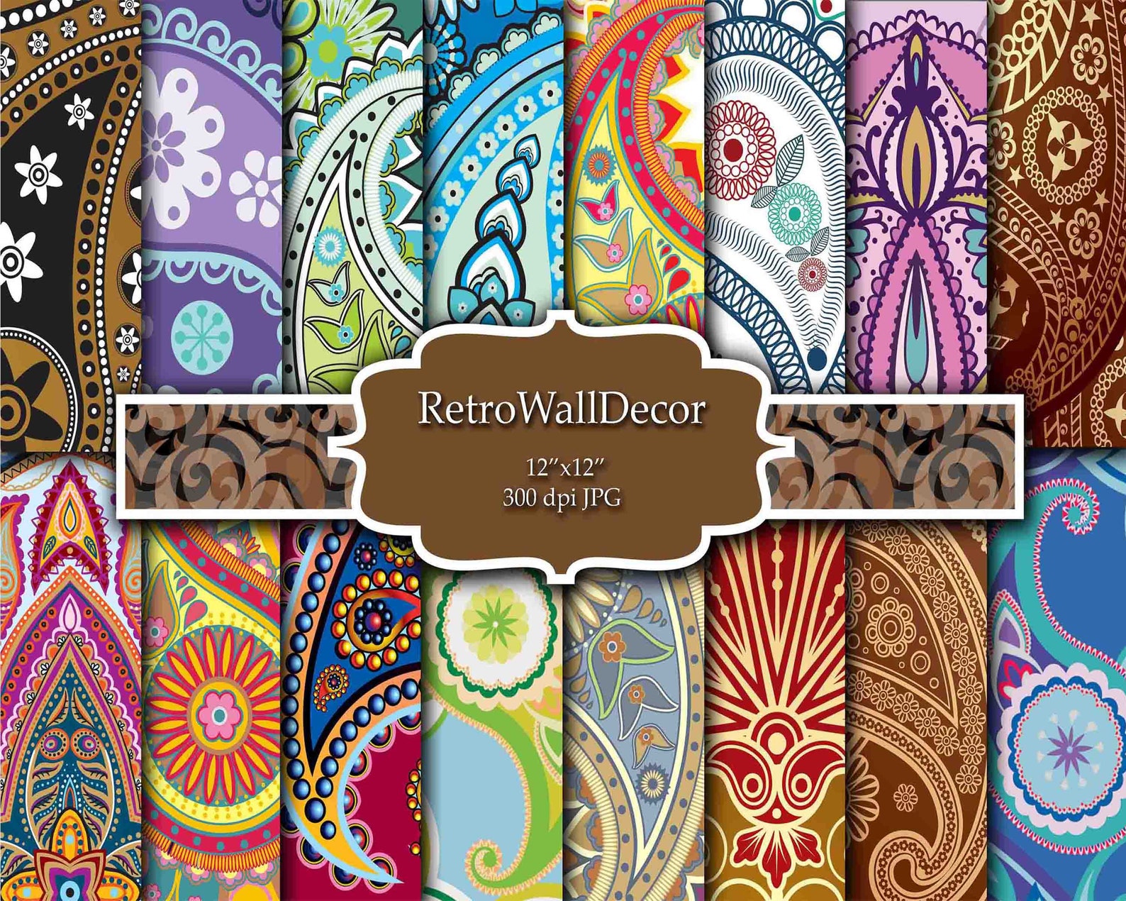 Paisley Digital Paper Paisley Scrapbook Paisley Texture | Etsy