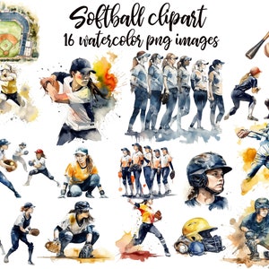 Softbal clipart, sport aquarel, softbal afbeelding, sport aquarel clipart Koop 2, ontvang 1 GRATIS