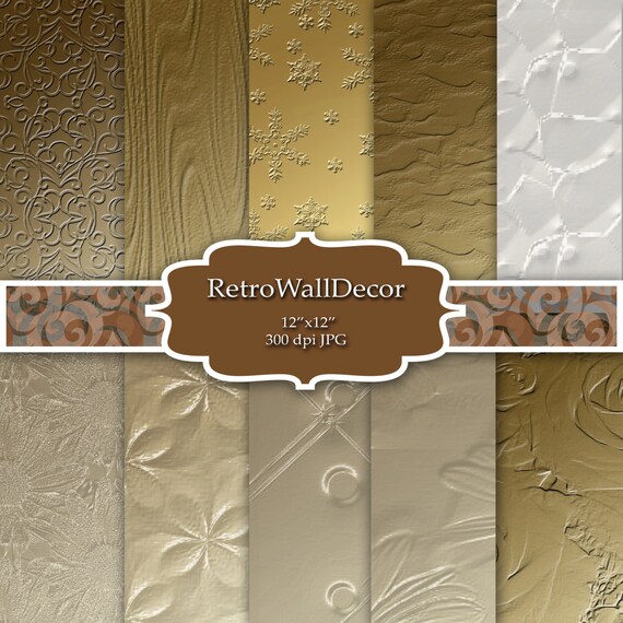 Gold Metallic Paper: Glitter Scrapbook Backgrounds (12x16" JPEG Digital Download)