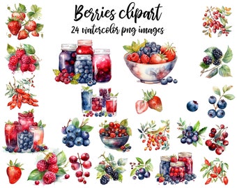 Berries clipart, Berries watercolor, Berries set clipart, Blueberry watercolor , Berries illustration, Berries image Buy 2 Get 1 FREE