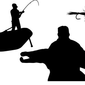 釣りのシルエット、釣りのクリップアート、釣りの SVG、漁師のシルエット、釣りの画像、釣りのカット ファイル、釣りのクリカット 2 つ買うと 1 つ無料 画像 2