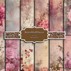 Floral Digital Paper, Flower Digital Paper, Floral Background, Rose Digital Paper, Shabby Chic Floral, Floral Pattern Buy 2 Get 1 FREE