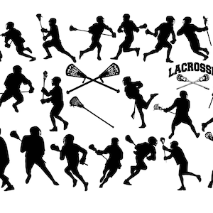 Silhouettes de crosse, clipart crosse, crosse svg, silhouette sportive, clipart sport, crosse player33 PNG svg ai dxf