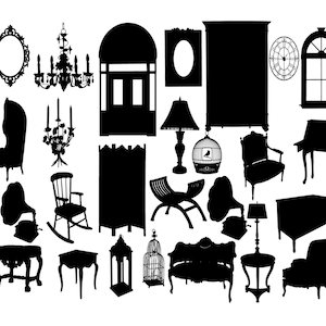 Classical furniture SVG, Furniture silhouettes, Antique furniture svg, Furniture clip art, Furniture cricut file Buy 2 Get 1 FREE