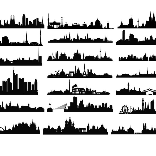 Europa Stadt Skyline svg, Stadtsilhouette dxf, Stadtlandschaft, Deutschland Städte, Skyline clip art, Skylines vektor, Metropolis svg Kaufen 2 erhalten 1 KOSTENLOS