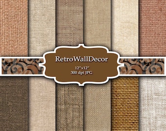 Neutral Burlap Digital Paper: Linen Textures, Scrapbooking Backgrounds (Digital Download)