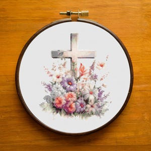 Patrón de punto de cruz floral: Bordado para decoración del hogar (Patrón PDF)