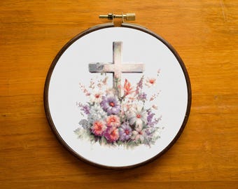 Floral Cross Stitch Pattern: Home Decor Embroidery (PDF Pattern)