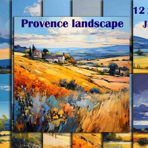 Provence landscape, Landscape paper, Landscape background, Landscape poster, Land illustration, paper 12x12 Buy 2 Get 1 FREE