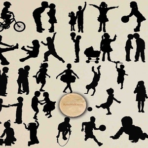 Kinder Silhouette, Kinder Clip Art, Kinder Silhouette, Kinder Silhouette, Kinder Silhouette, Druckbare Kunst Kaufen 2 Get 1 FREE