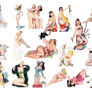 ピンナップガールのクリップアート、レトロなクリップアート、ビンテージの一時的印刷物、1950 年代、レトロなピンナップ、レトロな画像、50 年代の画像、1950 年代のライフスタイル 2 個購入で 1 個無料