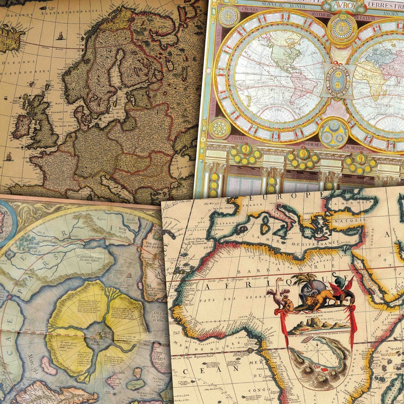 Vintage Maps Digital Paper Vintage and Antique Maps of Etsy