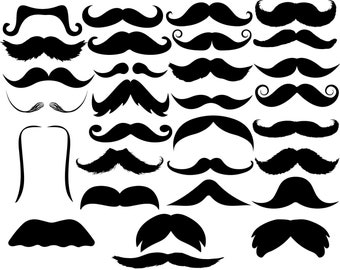 Mustache Silhouettes, Mustache Clipart, Mustache SVG, Mustache DXF, Mustache cut file, Mustache cricut, Printable art Buy 2 Get 1 FREE