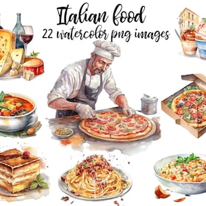 Italian food clipart, Food watercolor, Food nursery , Food illustration, Italian food image, Italian food poster Buy 2 Get 1 FREE