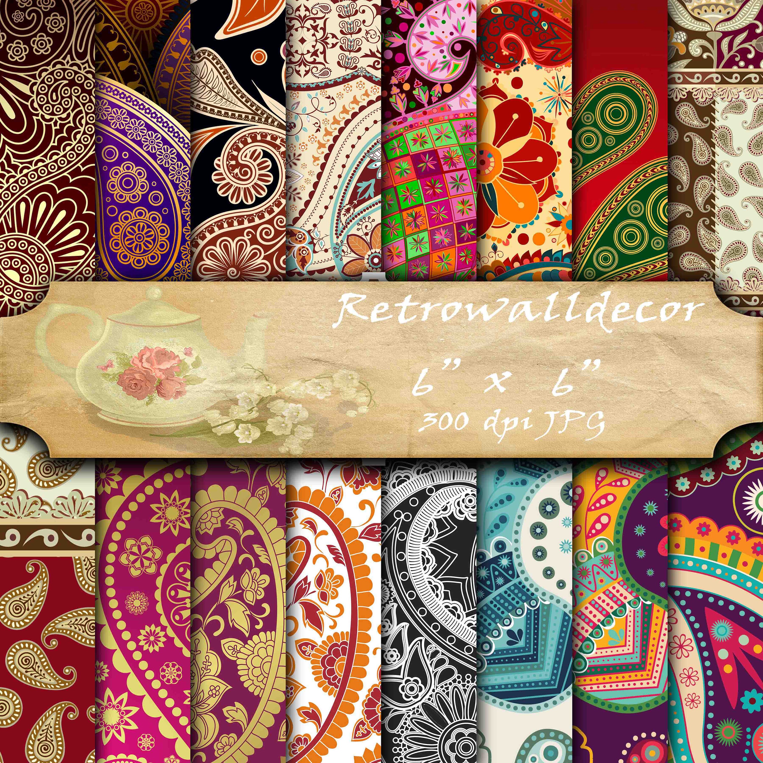 Paisley Digital Papers Paisley Scrapbook Paper Colorful | Etsy