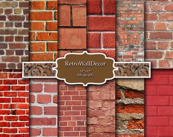 Brick digital paper, Brick background, Digital brick wall, Brick texture, Wall background, Brick pattern, Brick backdrop Buy 2 Get 1 FREE