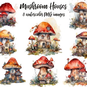 Imágenes prediseñadas de la casa de setas, imagen de la casa de setas, imágenes prediseñadas de la casa de hadas, imágenes prediseñadas de fantasía Compre 2 Obtenga 1 GRATIS