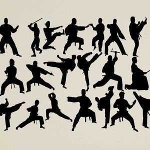 Martial Arts Silhouette, Martial art Clipart, Martial arts SVG, Karate Clip Art, kung fu, taekwondo, judo, jiu jitsu aikido Buy 2 Get 1 FREE