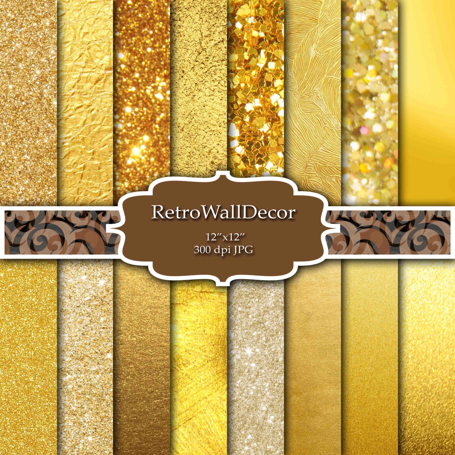 Papel digital dorado: purpurina, láminas y texturas metálicas (8,5 x 11)  (descarga digital) - Etsy México, image size:1500x1500