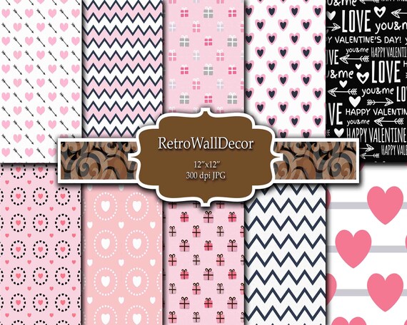 Pink Hearts Paper Shabby Chic Pink Red Hearts Pink Etsy