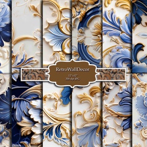 Rococo seamless tiles, Tile Digital Paper, Tile Background, Rustic Tile Paper Buy 2 Get 1 FREE