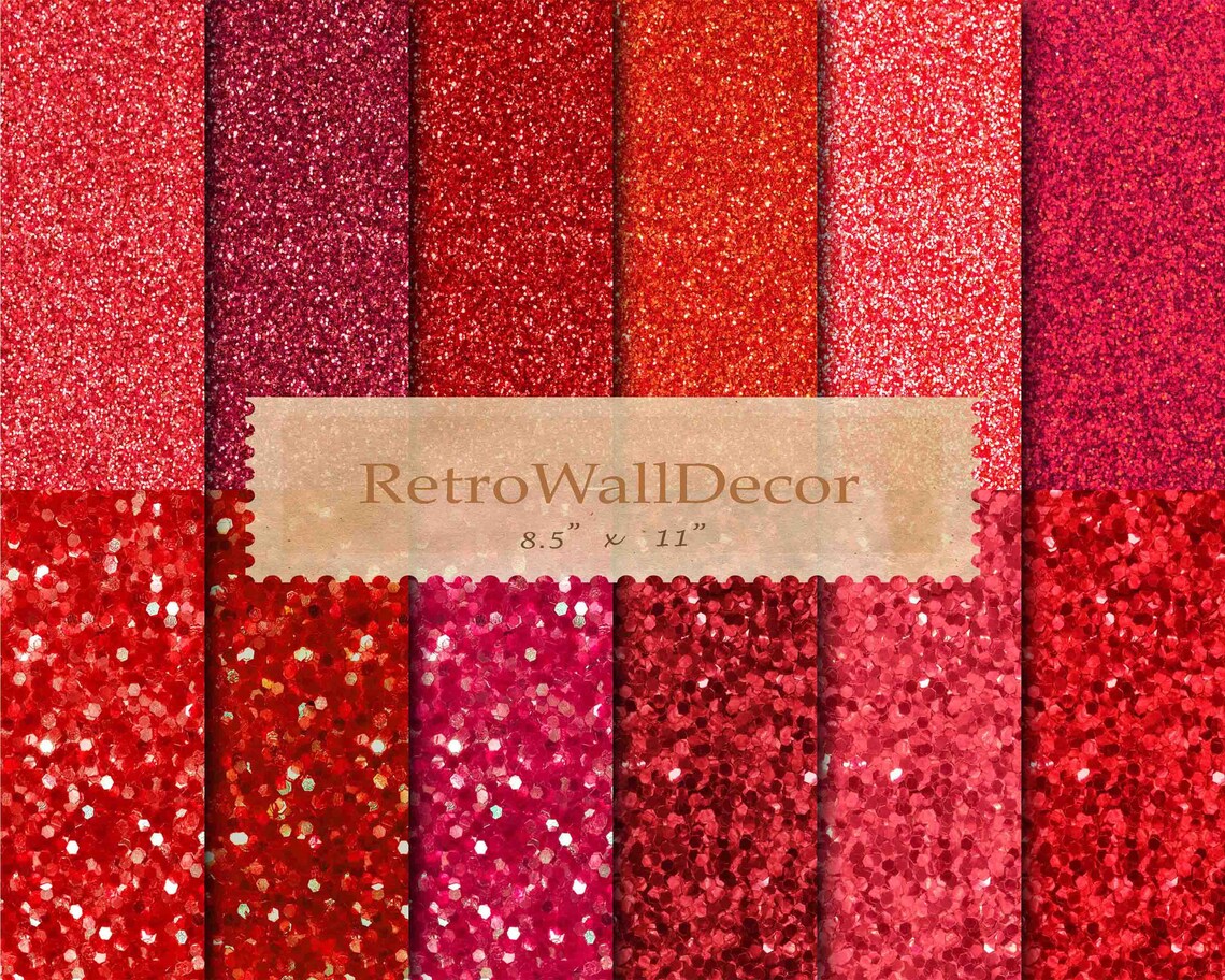 Glitter Digital Paper Red Glitter Printable Paper Glitter Etsy