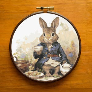Rabbit Cross Stitch Pattern PDF, Beautiful Rabbit Design for Home Decor, Rabbit Cross Stitch Hand Embroidery, Instant Download