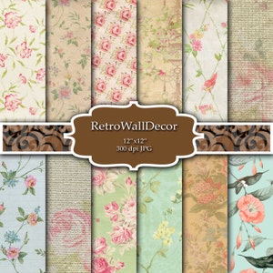 Blumen Digitales Papier, Blumen Digitales Papier, Blumen Hintergrund, Rosen Digitales Papier, Shabby Chic Blumenmuster, Papier 12x12 Kaufen 2 Get 1 FREE