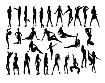Woman Silhouette Clipart, Sexy Girl Vector Graphics (svg, png, eps, dxf)