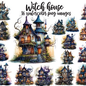 Casa de brujas caprichosa, imágenes de fantasía imprimibles para artesanos, gráficos de fantasía para proyectos de bricolaje Compre 2 y obtenga 1 GRATIS