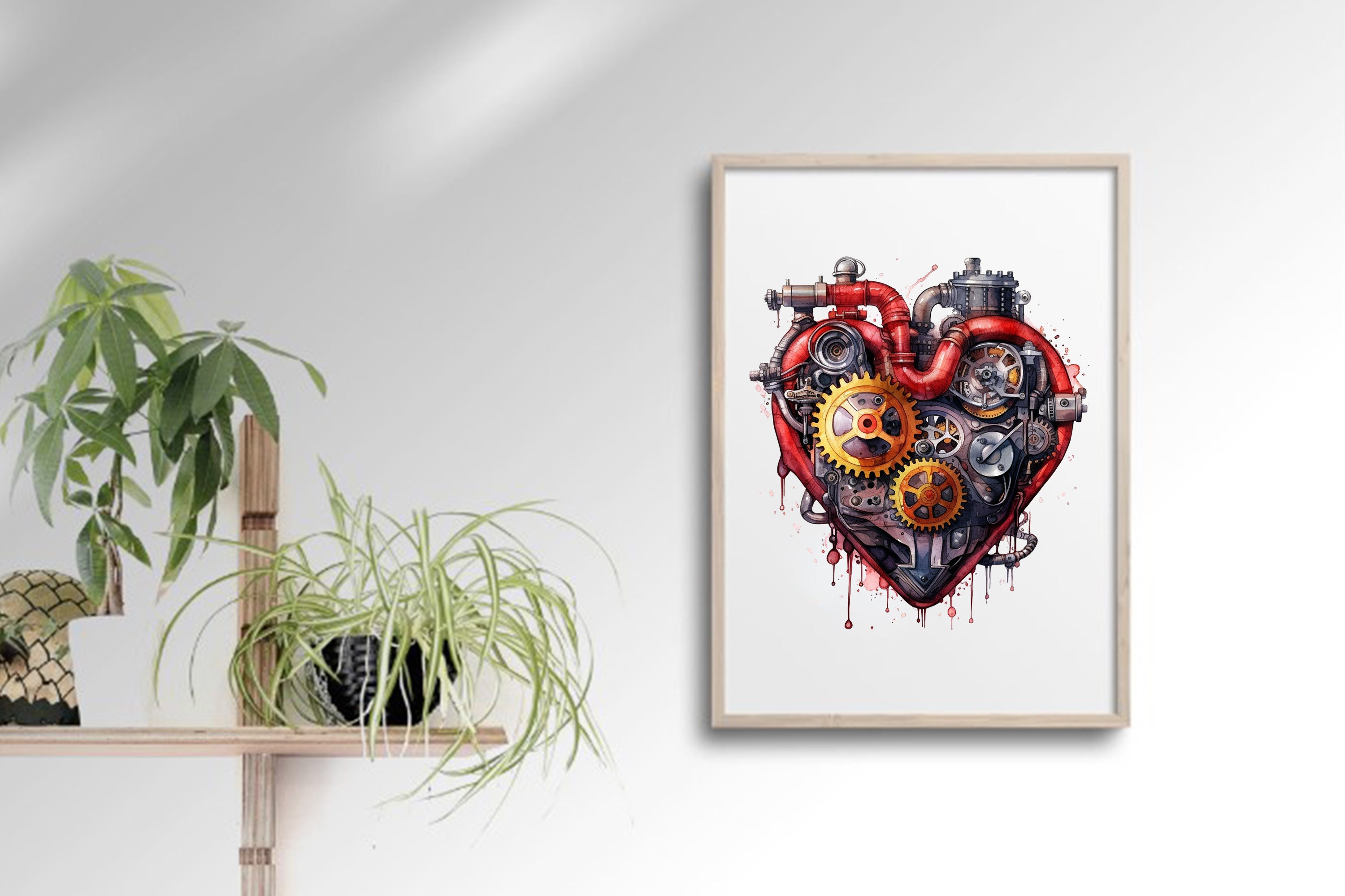 Steampunk Heart Watercolor Clipart: PNG Junk Journal Graphics (digital ...