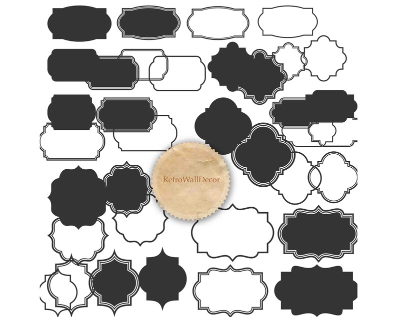 Puede incluir: Un conjunto de 20 marcos decorativos en blanco y negro de diferentes formas y tama&ntilde;os. Los marcos son perfectos para agregar un toque vintage a tus manualidades, &aacute;lbumes de recortes o proyectos de dise&ntilde;o digital.
