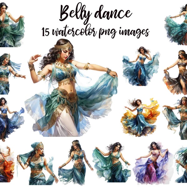 Bellydance clipart, Dance watercolor, Bellydance image, Girl watercolor, Bellydance poster, Bellydance PNG, Dance clipart, printable art