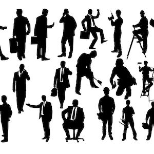 Gente de negocios, hombre de negocios svg, silueta de manitas, clipart de hombre trabajador, archivo de corte de negocios 20 PNG SVG eps dxf Compre 2 y obtenga 1 GRATIS
