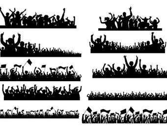 Cheering crowd silhouette, Cheering People, Crowd at concert, Cheering Audience, Sporting Event crowd, Crowd SVG  Buy 2 Get 1 FREE