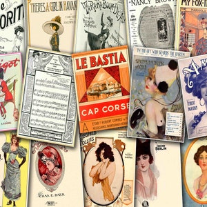 Vintage advert, vintage fashion label, follies advert, vintage ephemera, vintage french advert, musical poster Buy 2 Get 1 FREE