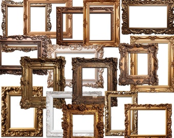 Vintage Frame Clipart: Ornate Gold Frames (Digital Download)