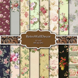 Blumen Digitales Papier, Blumen Digitales Papier, Blumen Hintergrund, Rosen Digitales Papier, Shabby Chic Blumenmuster, Papier 12x12 Kaufen 2 Get 1 FREE