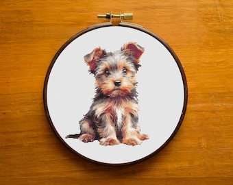 Yorkshire Terrier Cross Stitch Pattern: Yorkie Puppy Design (PDF Pattern)
