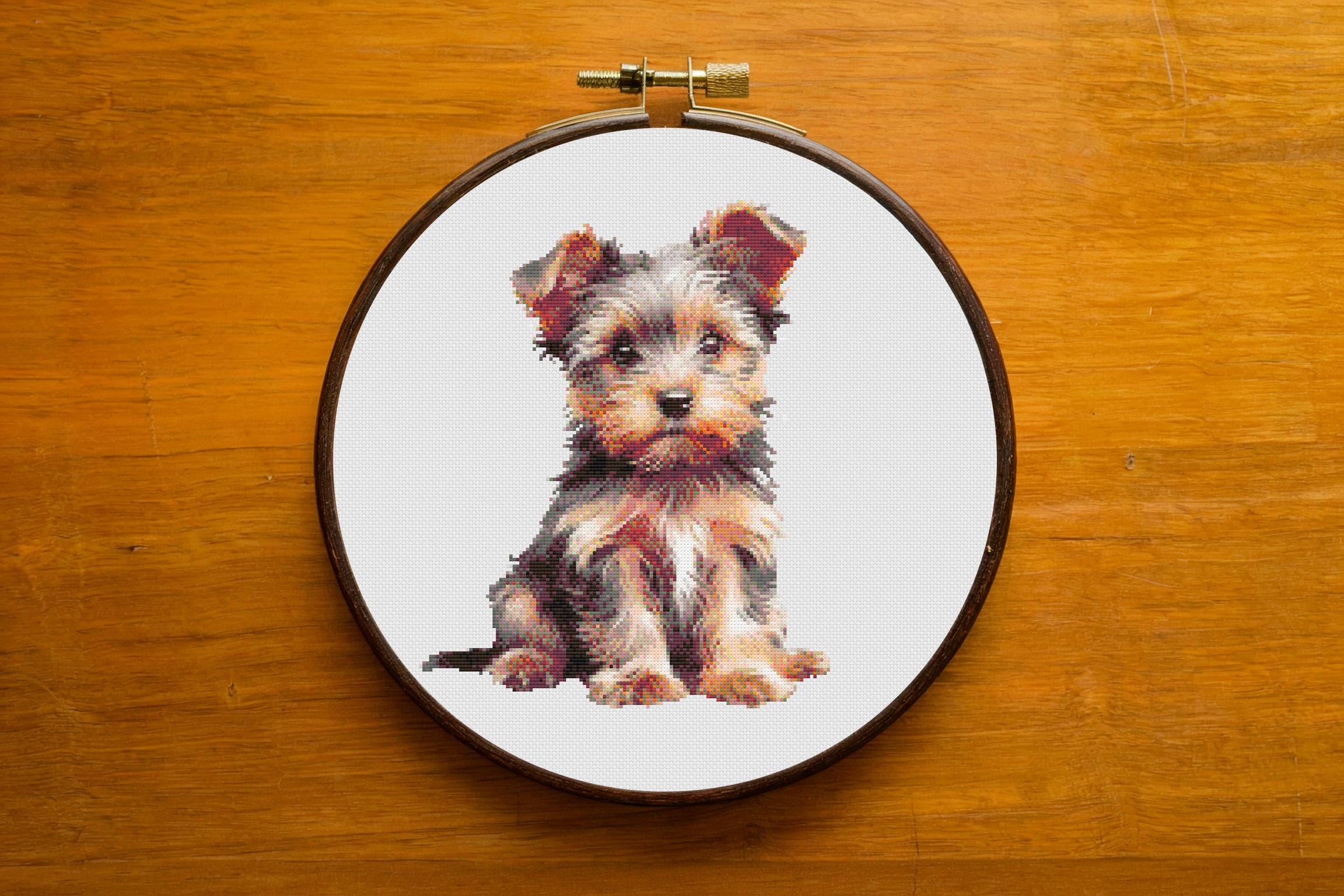 Yorkie cross stitch - Etsy 日本