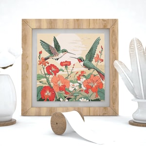 Hummingbirds Cross Stitch Pattern PDF, Beautiful Bird Design for Home Decor, Bird Cross Stitch Hand Embroidery, Instant Download
