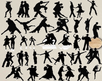 Dancing Silhouettes Dancing People Clip Art Couple Dance Silhouettes Dancing Clip Art 30 PNG SVG eps dxf Elements Buy 2 Get 1 FREE