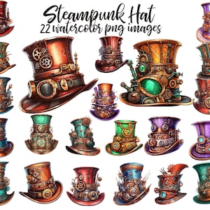 Steampunk hat, Watercolor clipart, Steampunk hat PNG, Hat clipart, Watercolor hat, Hat poster, Steampunk cylinder Buy 2 Get 1 FREE