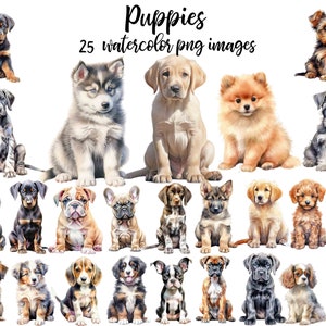 Clipart de chiots, chien aquarelle, illustration de chiot, album de chien, chiot de journal indésirable, affiche de chiot, chien imprimable acheter 2 obtenir 1 gratuit